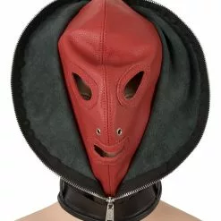 Zado Leather Fashion Dubbel Leder Zwart & Rood Bondagemasker met Rits Voor De Ultieme Leer Fetisj Ervaring. -Fetisj Mode Accessoires Winkel 20202113001 nor b 1