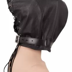 Zado Leather Fashion Dubbel Leder Zwart & Rood Bondagemasker met Rits Voor De Ultieme Leer Fetisj Ervaring. -Fetisj Mode Accessoires Winkel 20202113001 nor d