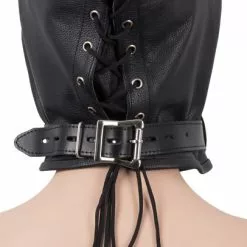 Zado Leather Fashion Dubbel Leder Zwart & Rood Bondagemasker met Rits Voor De Ultieme Leer Fetisj Ervaring. -Fetisj Mode Accessoires Winkel 20202113001 nor f 1