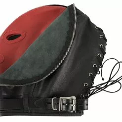 Zado Leather Fashion Dubbel Leder Zwart & Rood Bondagemasker met Rits Voor De Ultieme Leer Fetisj Ervaring. -Fetisj Mode Accessoires Winkel 20202113001 nor g 1