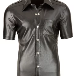 Sven Joyment Underwear Zwart Imitatie Leder Shirt Van Svenjoyment Underwear -Fetisj Mode Accessoires Winkel 21604551701 hollow nor b