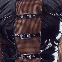 Vinyl Shirt With Net Inserts By Black Level -Fetisj Mode Accessoires Winkel 28903801701 det 1