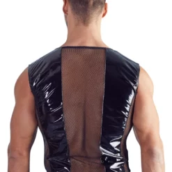 Vinyl Shirt With Net Inserts By Black Level -Fetisj Mode Accessoires Winkel 28903801701 rs 1