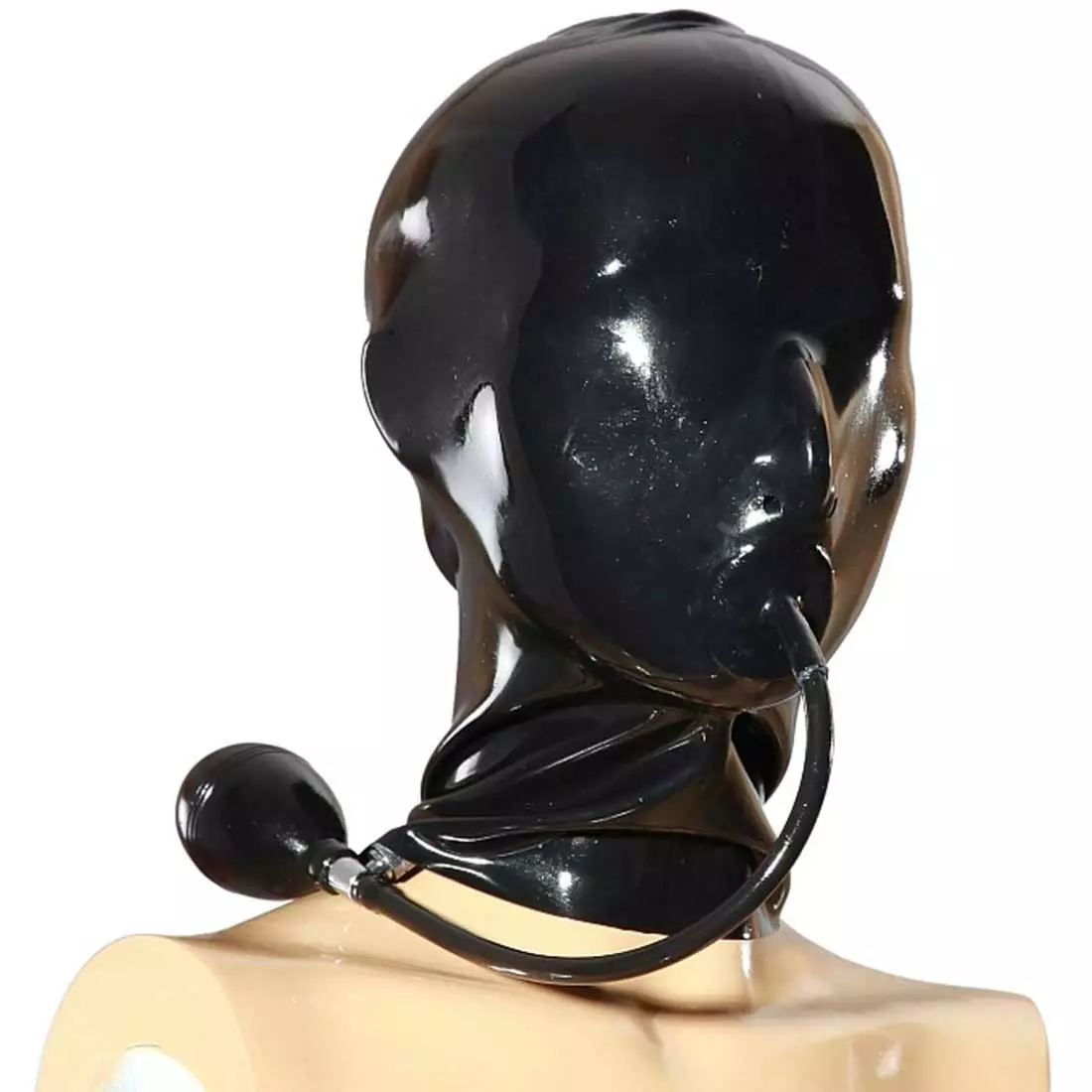 LEDAPOL Latex Masker Met Ritssluiting En Oppompbare Mondknevel 1 LEDAPOL Latex Masker Met Ritssluiting En Oppompbare Mondknevel