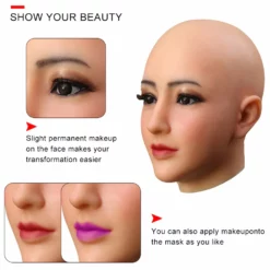 Hansamu Realistische Siliconen Crossdressing/Travestie Gezichtsmasker -Fetisj Mode Accessoires Winkel female facemask 1