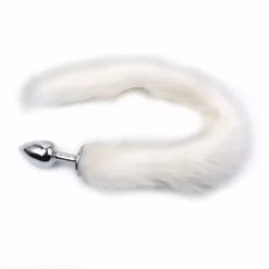 Kiotos Steel Fox Tail Plug White - Diameter 42mm, Inbrengbare Lengte 70mm