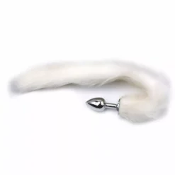 Kiotos Steel Fox Tail Plug White - Diameter 42mm, Inbrengbare Lengte 70mm -Fetisj Mode Accessoires Winkel foxtail 3330027 02 1