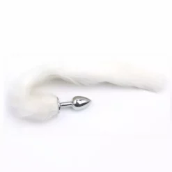 Kiotos Steel Fox Tail Plug White - Diameter 42mm, Inbrengbare Lengte 70mm -Fetisj Mode Accessoires Winkel foxtail 3330027 04
