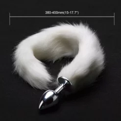 Kiotos Steel Fox Tail Plug White - Diameter 42mm, Inbrengbare Lengte 70mm -Fetisj Mode Accessoires Winkel foxtail 3330027 07 1