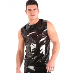 Honour Fetish Wear PVC Sleeveless Round Neck T-Shirt By Honour Clothing #H1056