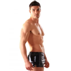 Honour Fetish Wear Zwarte Lak Boxer Short met Doorlopende Rits Van Honour -Fetisj Mode Accessoires Winkel hr h1325 02