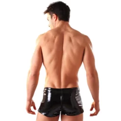 Honour Fetish Wear Zwarte Lak Boxer Short met Doorlopende Rits Van Honour -Fetisj Mode Accessoires Winkel hr h1325 04 3