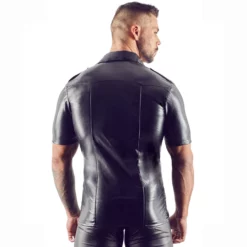 Sven Joyment Underwear Zwart Imitatie Leder Shirt Van Svenjoyment Underwear -Fetisj Mode Accessoires Winkel imitation leather shirt back