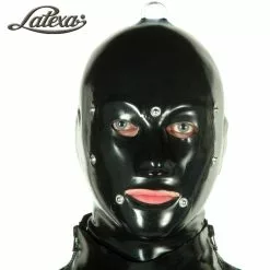 Latex Heren Systeem Masker met Rits En D-ring Van Latexa -Fetisj Mode Accessoires Winkel la 3325 latexa system mask for men with zipper and d ring 16735 1