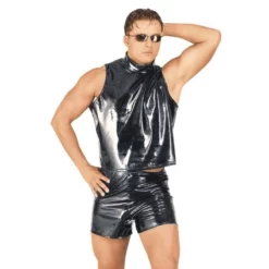 Zwarte Lak Boxershorts Van Ledapol 1357 -Fetisj Mode Accessoires Winkel le 1357 black pvc boxer shorts 1357 3523 1