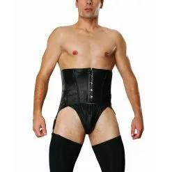 Lederen Heren Taillekorset Met Jarretels Van Ledapol