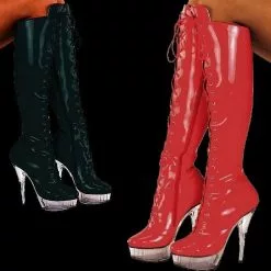 Kniehoge Plateaulaarzen Van Ledapol Hd074