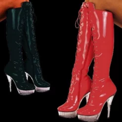 Kniehoge Plateaulaarzen Van Ledapol Hd074