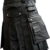 NLLeather Mens Black Leather Roman Gladiator Kilt