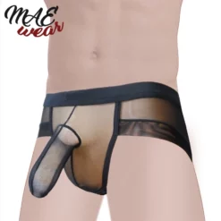 Zwart Transparante Heren Slip Met Penis-Huls By MAE-Wear -Fetisj Mode Accessoires Winkel mae cl 081 men s transparent briefs with penis pouch 24333 2