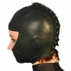 MAE-Toys Zwart Half-open Immitatieleder Masker -Fetisj Mode Accessoires Winkel mask lacing 1