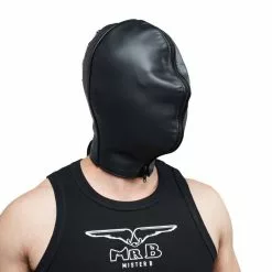 Mister B Leather Double Faced Hood -Fetisj Mode Accessoires Winkel misterB black double leather hood