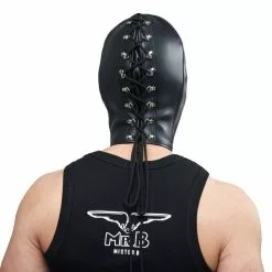 Mister B Leather Double Faced Hood -Fetisj Mode Accessoires Winkel misterB double leather laced hood 1