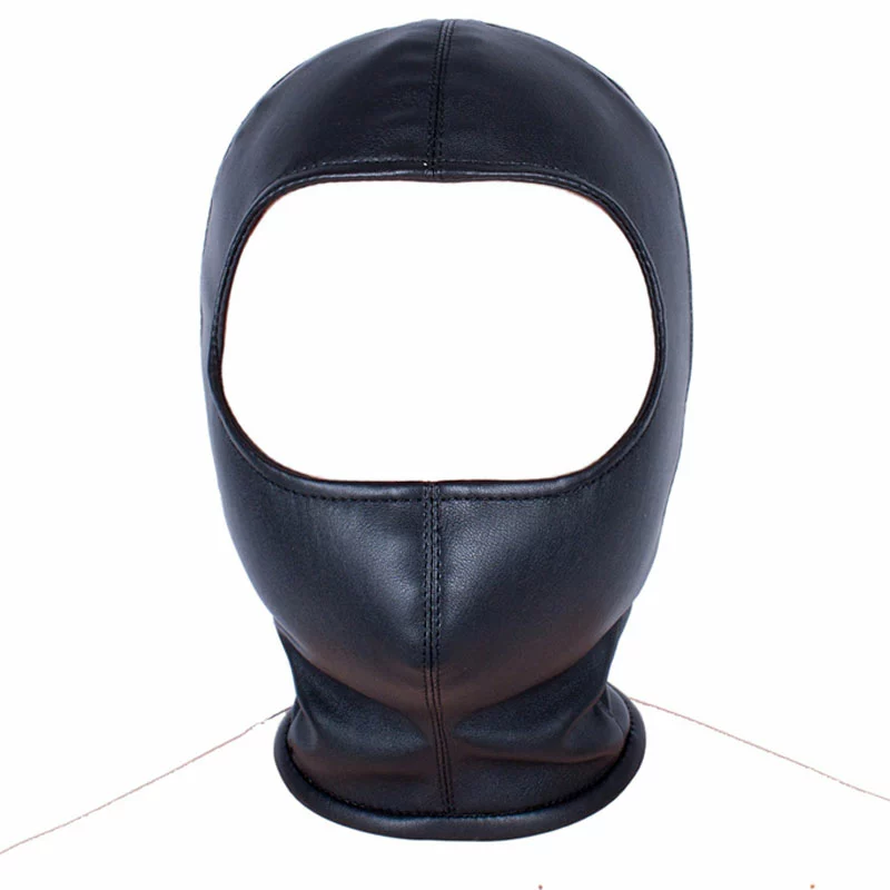 MAE-Toys Zwart Half-open Immitatieleder Masker 2 MAE-Toys Zwart Half-open Immitatieleder Masker - Afbeelding 2