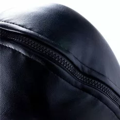 MAE-Toys Zwart Half-open Immitatieleder Masker -Fetisj Mode Accessoires Winkel open hood zipper detail