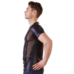 Heren Wetlook Shirt Met Ringen van NEK -Fetisj Mode Accessoires Winkel or 2161125 02