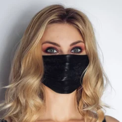 Noir Handmade Wetlook Mondmasker Met Kant Van Noir