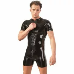 Late-X Fetish Wear Zwarte Heren Latex Overal Van LATE-X