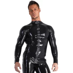 Late-X Fetish Wear Latex Longsleeve Shirt Met Rits Van Late-X