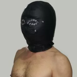Saxos BDSM Toys Zwart Leder Isolatie Masker Voor De Echte Leer-bondage Liefhebber Van Saxos -Fetisj Mode Accessoires Winkel os 0346 leather isolation mask 16566 1