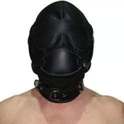 Saxos BDSM Toys Zwart Leder Sensory Deprivation Masker Van Saxos