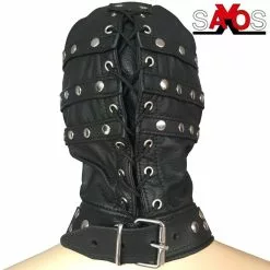 Saxos BDSM Toys Zwart Lederen Gladiator Masker Van Saxos 5 Saxos BDSM Toys Zwart Lederen Gladiator Masker Van Saxos -Fetisj Mode Accessoires Winkel os 0415 fullhood with collar and spikes 23048 1