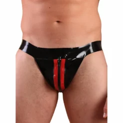 Honour Fetish Wear Latex Jock Met Ritssluiting En Strepen Van Honour