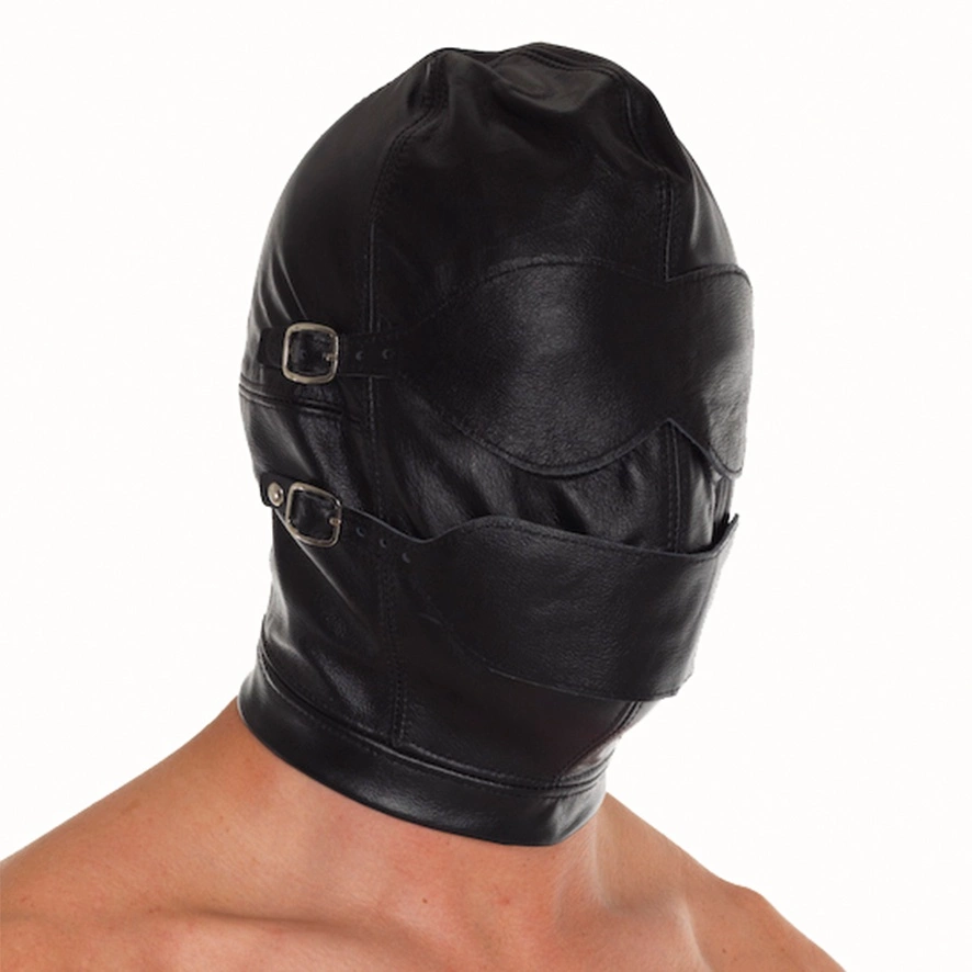 Lederen Hoofdmasker Met Afneembare Mondknevel, Mond En Blinddoek Van Rimba #7575 2 Lederen Hoofdmasker Met Afneembare Mondknevel, Mond En Blinddoek Van Rimba #7575 - Afbeelding 2