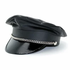 Rimba Fetish Police Cap With Chain In S/M & M/L -Fetisj Mode Accessoires Winkel rimba police cap