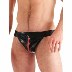 Honour Fetish Wear Latex Jock Strap Zwart & Rood Van Honour
