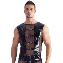 Vinyl Shirt With Net Inserts By Black Level